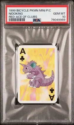 1999 Pokemon Nidoking Mini Playing Card Poker Bicycle Ace Clubs PSA 10 Gem Mint - Image 3