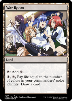 WAR ROOM : MTG altered-art magic card : with SEXY ANIME SCHOOL GIRLS! - Image 1