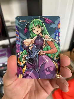 Magic MTG Altered Painted Swamp Morrigan Darkstalkers Anime Girl by white_alters - Image 4