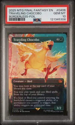 2025 MTG FINAL FANTASY BORDERLESS-FOIL #0406 TRAVELING CHOCOBO PSA 10 - Image 1