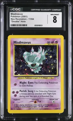 Pokemon CGC 8 Misdreavus Holo - Neo Revelation Unlimited 11/64 - Double Holo - Image 1