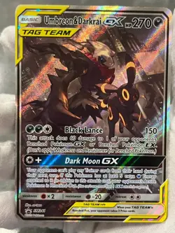 Pokemon TCG Umbreon & Darkrai GX SM241 Black Star Promo Full Art Tag Team MP- - Image 3