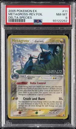 2005 POKEMON EX DELTA SPECIES #11 METAGROSS-REVERSE FOIL PSA 8 - Image 1