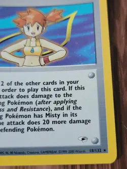 Misty 18/132 1st Edition Gym Heroes Holo Rare WOTC Pokemon TCG English LP - Image 5