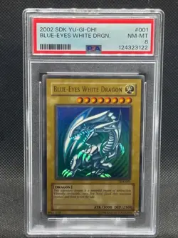 2002 PSA 8 NM-MT Blue-Eyes White Dragon SDK-001 Starter Deck: Kaiba Unlimited - Image 1