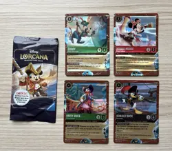 Lorcana Pirate Cards - Disney Cruise Line Treasure - Full Set of 5 plus bag - Image 1