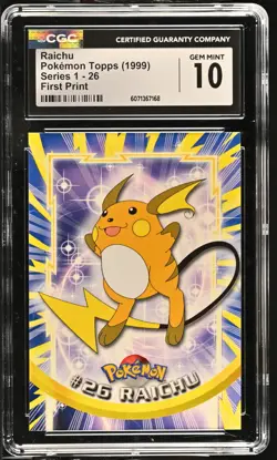 CGC 10 GEM MINT Raichu 1999 Series 1 Topps 26 First Print Pokemon Card - Image 1