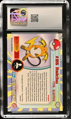 CGC 10 GEM MINT Raichu 1999 Series 1 Topps 26 First Print Pokemon Card - Image 2