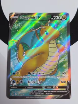Pokemon Go Dragonite v Full Art Ultra Rare Holo Card 076/078 2022 NM - Image 1