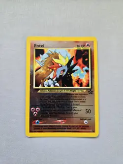 Vintage Pokemon TCG - Entei #34 Black Star WOTC Movie Promo Reverse Holo Card LP - Image 2