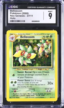 CGC 9 MINT Bellossom 2000 Neo Genesis 3/111 SWIRL Holo Pokemon Card psa - Image 1