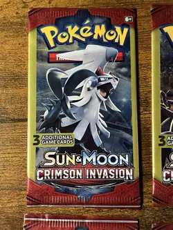 Pokemon Sun & Moon Crimson Invasion 3-Card Booster Packs Complete Art Set 4 Pack - Image 2
