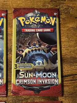 Pokemon Sun & Moon Crimson Invasion 3-Card Booster Packs Complete Art Set 4 Pack - Image 3