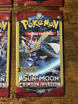 Pokemon Sun & Moon Crimson Invasion 3-Card Booster Packs Complete Art Set 4 Pack - Image 5
