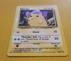 Pikachu Pokemon Base Set Common Card #58 58/102 Yellow Cheeks NM - Image 2