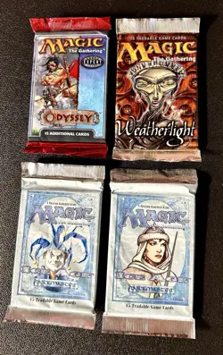 Sealed Lot Of 4x Vintage Magic The Gathering Card Packs! 1990s Odyssey, Ice age - Image 1