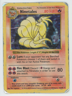 Ninetales 12/102 Shadowless Holo Rare Unlimited Base Set Pokemon Card 1999 WOTC - Image 1