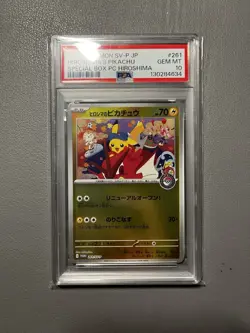 PSA 10 Hiroshima's Pikachu 261/SV-P Promo Pokemon Center Hiroshima Box Japanese - Image 1