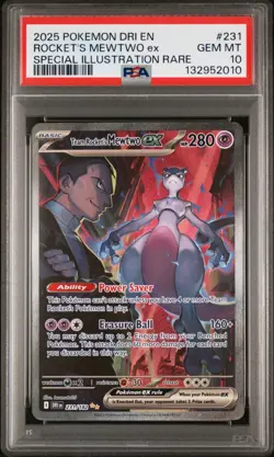2025 POKEMON DRI EN-DESTINED RIVALS #231 TEAM ROCKET'S MEWTWO EX PSA 10 - Image 1