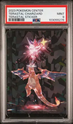2023 POKEMON CENTER TERASTAL STICKER TERASTAL CHARIZARD PSA 9 - Image 1