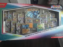 Pokemon TCG Prismatic Evolutions Lucario Ex + Tyranitar Ex Premium Collection - Image 1