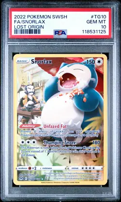 2022 POKEMON SWORD & SHIELD LOST ORIGIN #TG10 FULL ART/SNORLAX PSA 10 - Image 1