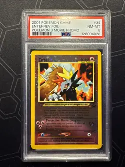 Pokemon Entei TCG Black Star Promos Holo Card 34 PSA 8 - Image 1