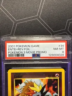 Pokemon Entei TCG Black Star Promos Holo Card 34 PSA 8 - Image 3