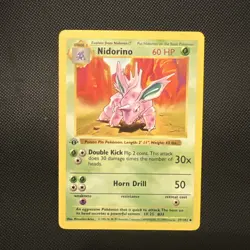 1st Edition Shadowless Nidorino 37/102 Base Set Rare Vintage Pokemon Card - NM - Image 1