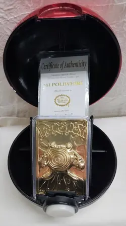 Pokemon Poliwhirl Limited Edition 23k Gold Plated Trading Card, CoA & Pokeball - Image 3