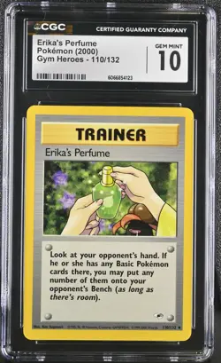 CGC 10 GEM MINT Erika's Perfume 2000 Gym Heroes 110/132 Pokemon Card - Image 1