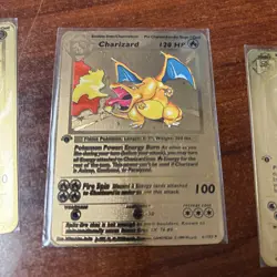 Charizard, Blastoise, Venusaur Metal Gold POKEMON Custom Display Fan Made Cards - Image 3