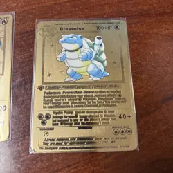 Charizard, Blastoise, Venusaur Metal Gold POKEMON Custom Display Fan Made Cards - Image 4