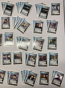 100+ Star Trek Next Generation CCG Blue Character Ship Cards 1994 White Boarder - Image 4