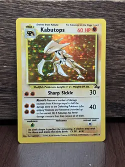 Pokemon Card Kabutops Fossil 9/62 Unlimted Holo Rare Card Vintage NM - Image 1