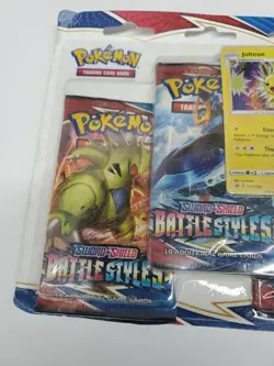 POKEMON TCG Sword & Shield Battle Styles Booster 3 Pack!!! Jolteon & Coin!!! - Image 4