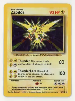 Zapdos Holo - Pokemon 1999 Base Set #16 EX-MT+ / NM - Image 1