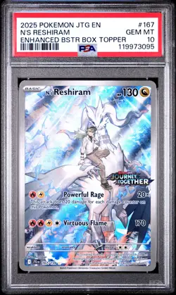 2025 POKEMON JTG EN-JOURNEY TOGETHER #167 N'S RESHIRAM PSA 10 - Image 1