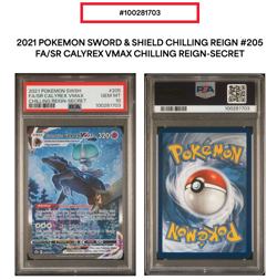 2021 Pokemon Calyrex VMAX Secret Rare #205/198 Chilling Reign PSA 10 Gem Mint - Image 5