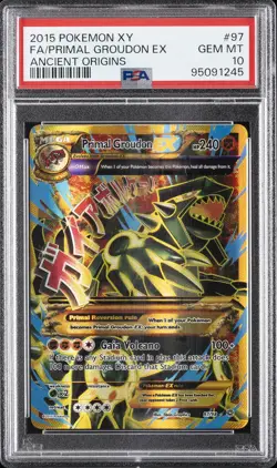 2015 POKEMON XY ANCIENT ORIGINS #97 FULL ART/PRIMAL GROUDON EX PSA 10 - Image 1