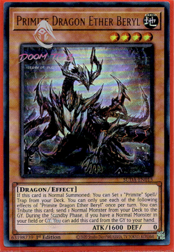 Yugioh! Primite Dragon Ether Beryl SUDA-EN015 (UR) 1st Ed "Primite Support" - Image 1