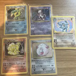 1st Edition Base Set Shadowless Pokemon Card LOT Mewtwo Gyarados Ninetales HP - Image 1
