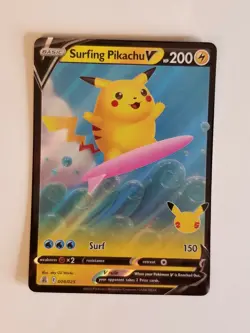SURFING PIKACHU V 008/025 Celebrations 25th Anniversary Pokemon Card Near Mint - Image 1