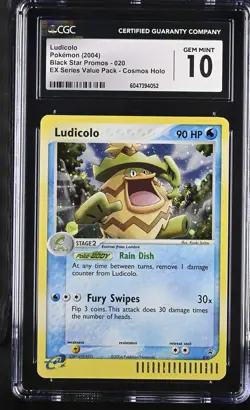 CGC 10 GEM MINT Ludicolo Black Star Promo 020 Cosmos Holo SWIRL Pokemon Card - Image 1