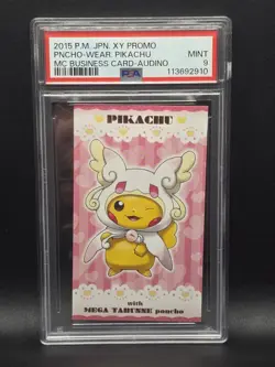 Pokemon MC Business Card XY Mega Audino Poncho Pikachu Mega Tarunne PSA 9 - Image 1