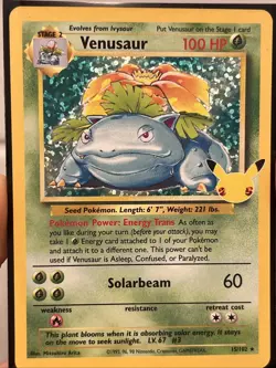 Pokemon TCG Venusaur Holo Rare Card 15/102 Base Set 1999 Unlimited - Image 1
