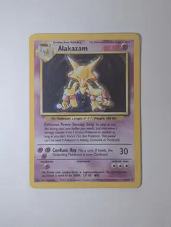 Alakazam 1/102 Base Set Holo Rare Unlimited Pokemon TCG Card LP Condition - Image 1