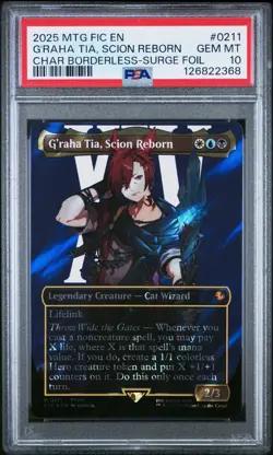 G'raha Tia, Scion Reborn Borderless Surge Foil PSA 10 MTG Final Fantasy EN - Image 1