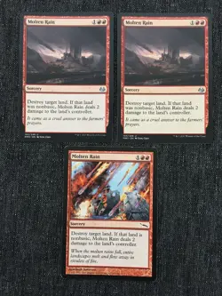 x2 Molten Rain MTG Modern Masters 2017 U M/NM, x1 Mirrodin LP = 3x Total - Image 1
