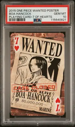2015 ONE PIECE WANTED POSTER PLAYING CARDS 7 OF HEARTS BOA HANCOCK PSA 10 - Image 1